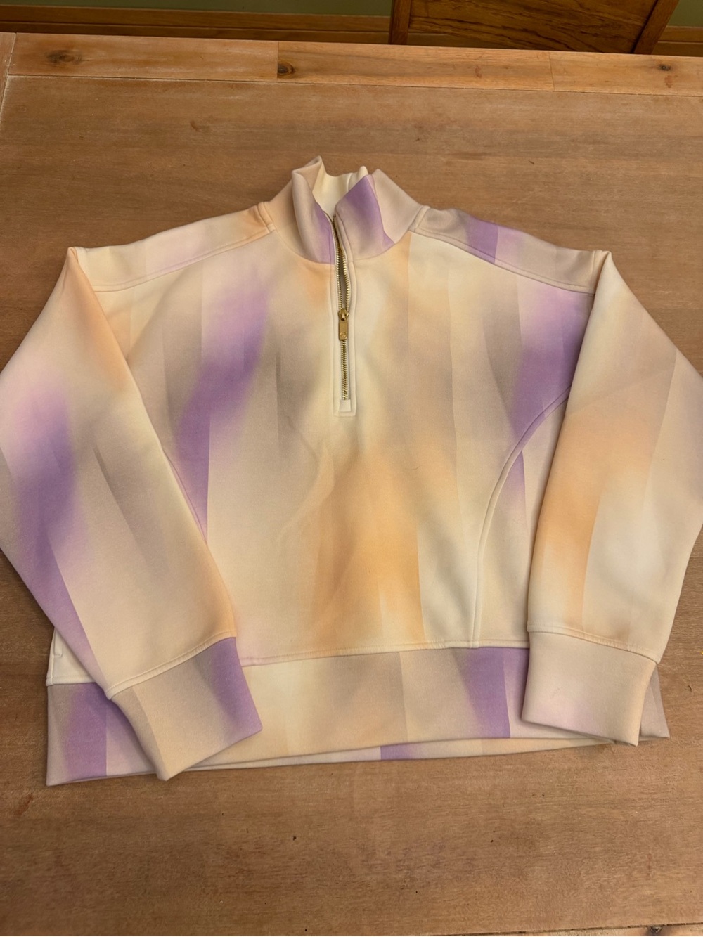 Alia Pastel Ombre Half-Zip Pullover - Lavender & Cream with Peach Accents